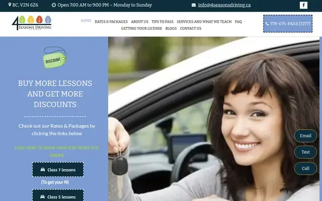 4 Seasons Driving School website