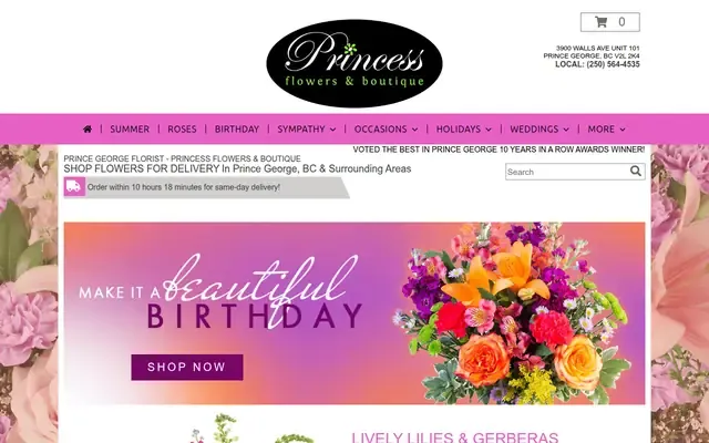 Mrs Flowers and Princess Flowers website