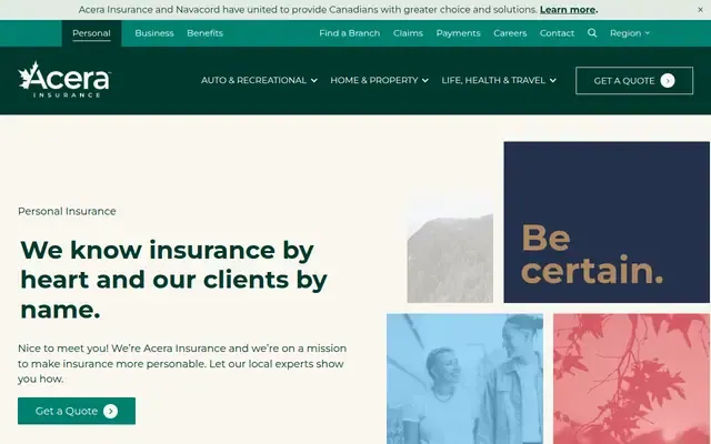 Acera Insurance Services website