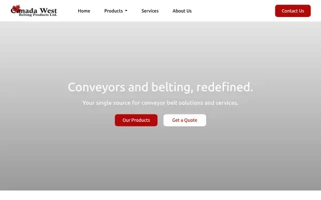 Canada West Belting Products website
