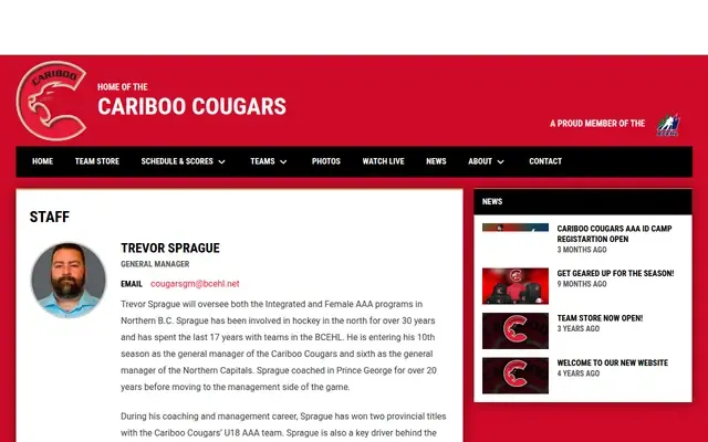 Cariboo Hockey website