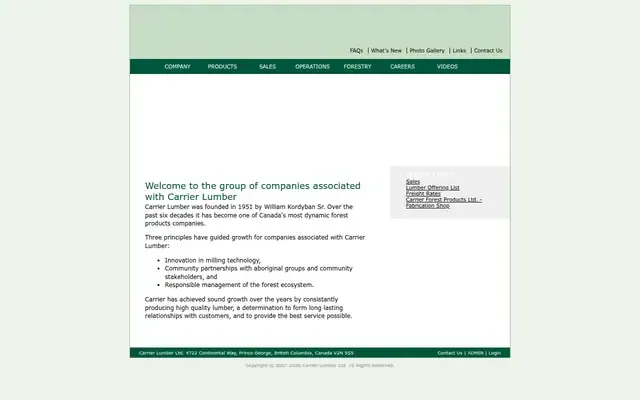 Carrier Lumber website