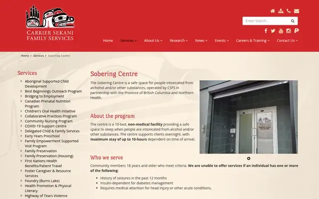 Carrier Sekani Family Services - Sobering Center website