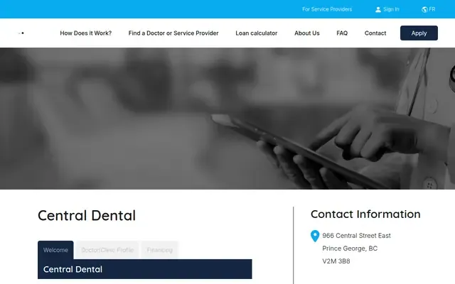 Central Dental website