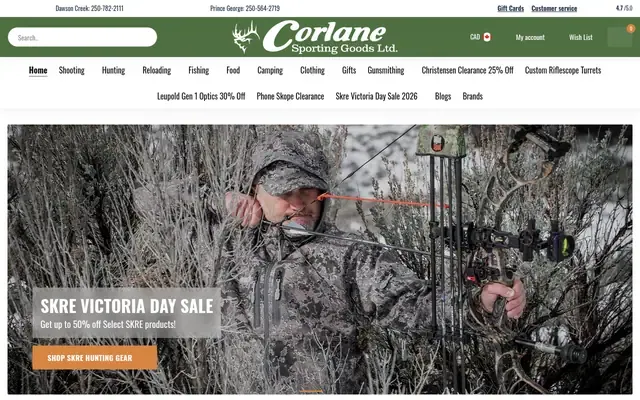 Corlane Sporting Goods PG website