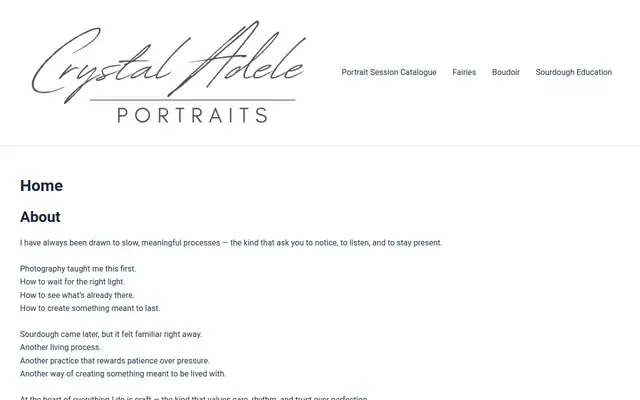 Crystal Adele Photography website