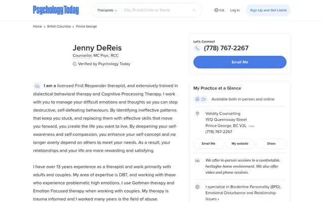 DBT Dereis Counselling website