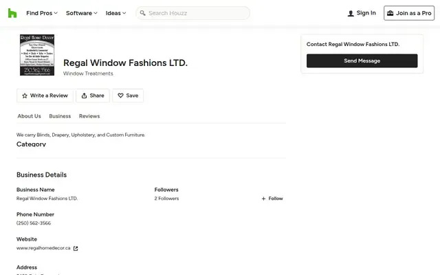 Division of Regal Window Fashion website