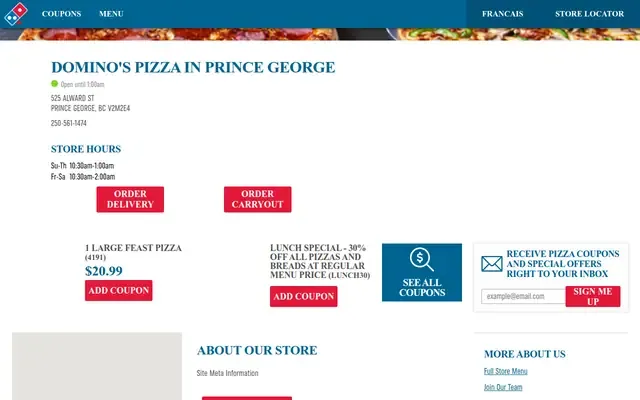 Domino's Pizza website