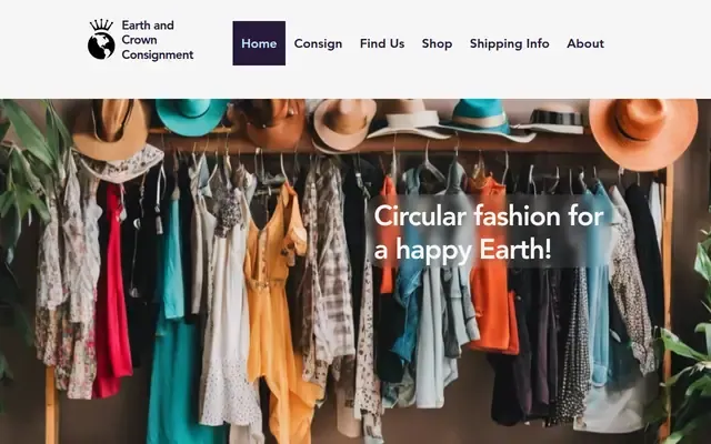 Earth and Crown Consignment and Sustainable Designs website