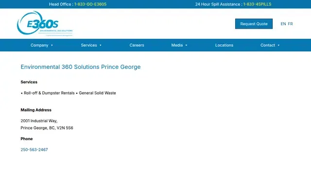 Environmental 360 Solutions Central Interior website
