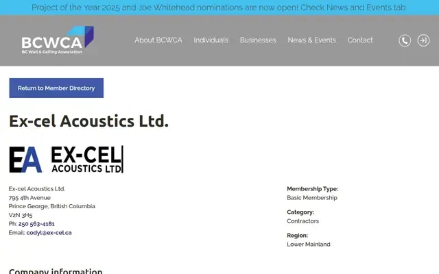 Ex-Cel Acoustics website