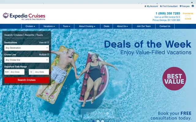 Expedia Cruiseship Centers, Prince George website