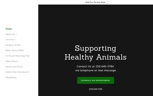 Green Mobile Veterinary Services website