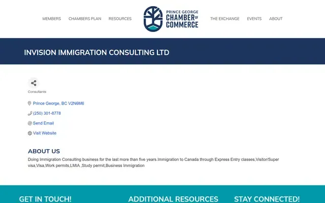 Invision Immigration Consulting website