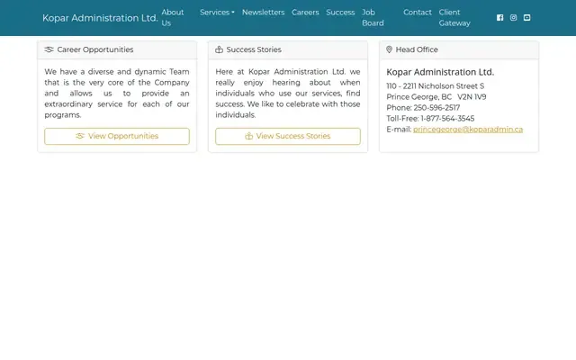 Kopar Administration website
