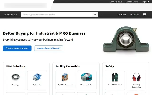 Screenshot of the Motion Industries website