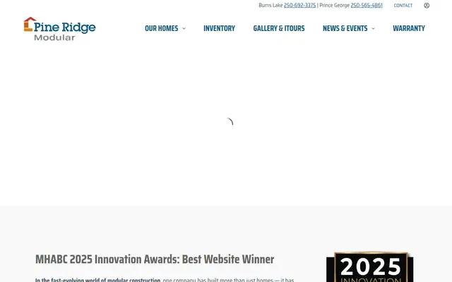 Screenshot of the Pine Ridge Modular website