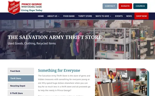 Salvation Army Thrift Store website
