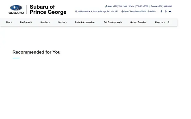 Subaru of Prince George website