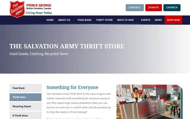 The Salvation Army Prince George Thrift Store website