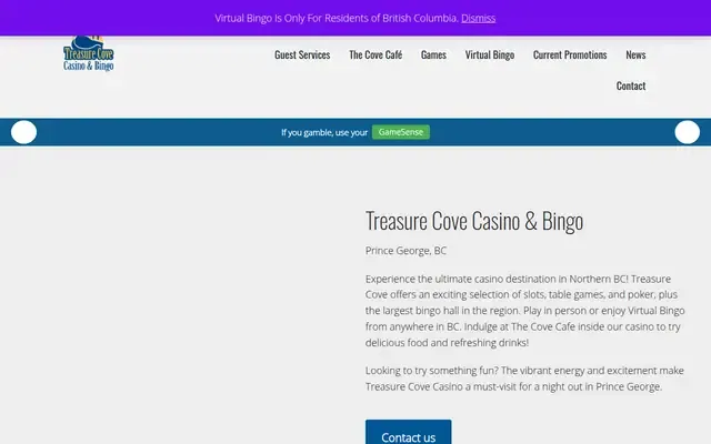 Treasure Cove Casino website