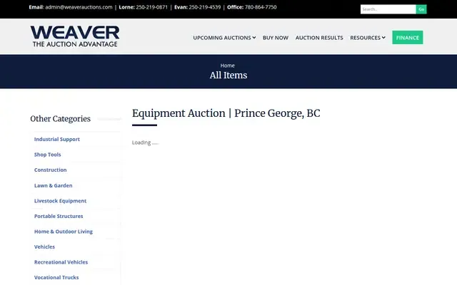Weaver Bros. Auctions website