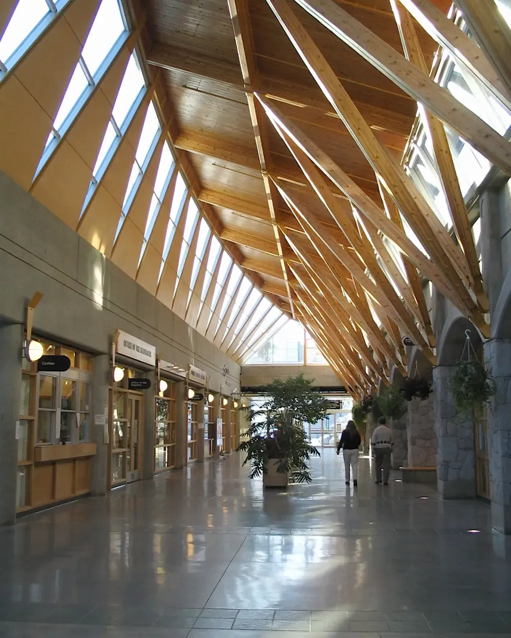 The long skylit Student Services Street hallway at UNBC
